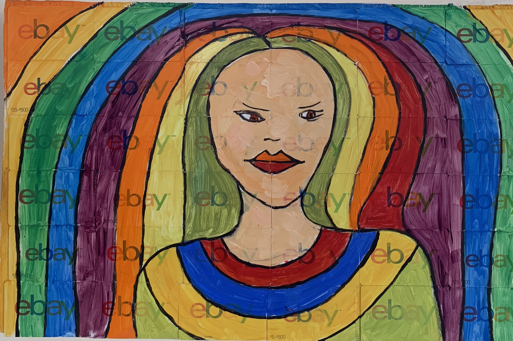 Click here to view eBay girl with rainbow hair by Anna Jewel Gove