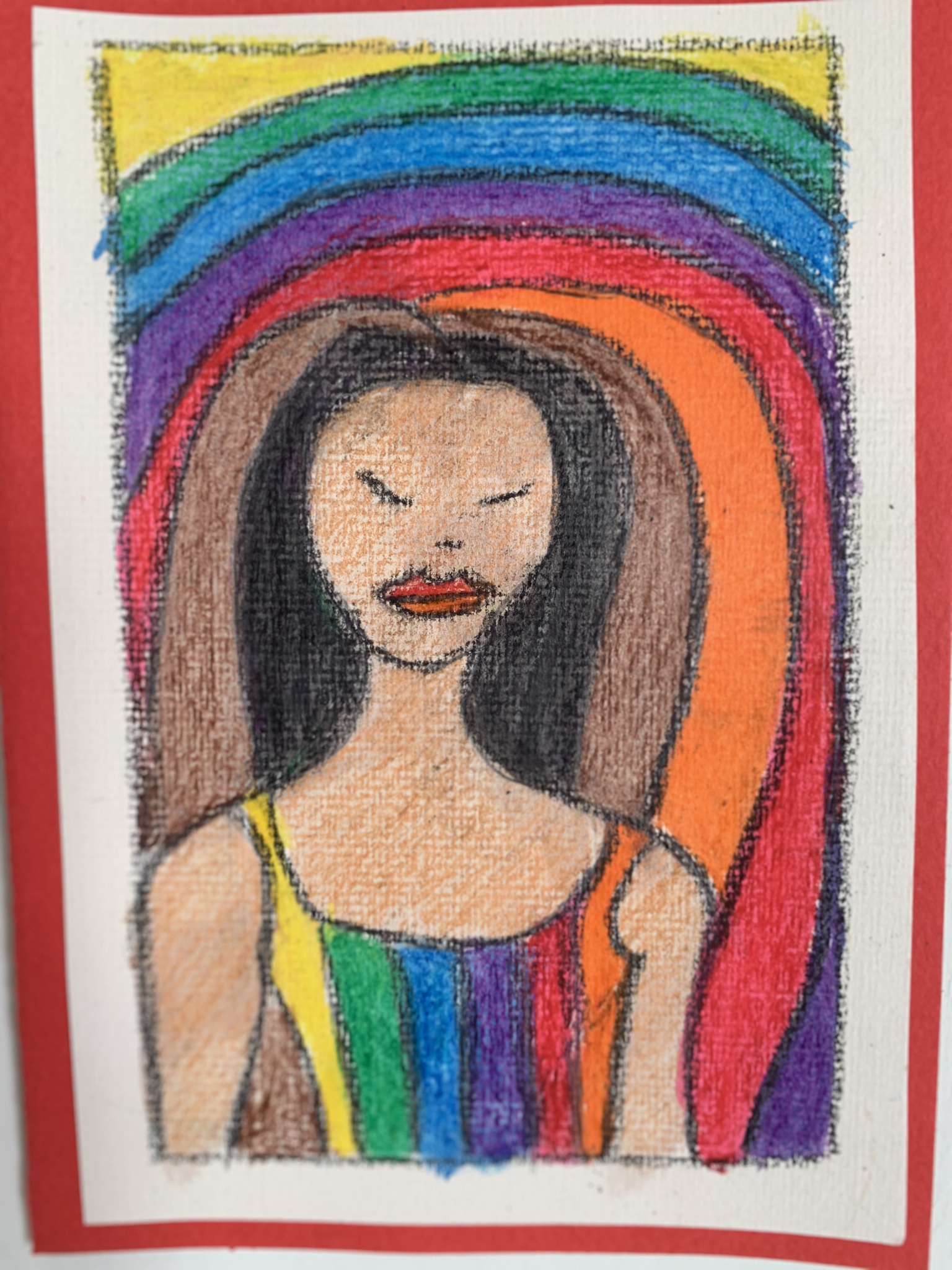 Click here to view Girl in a rainbow dress by Anna Jewel Gove